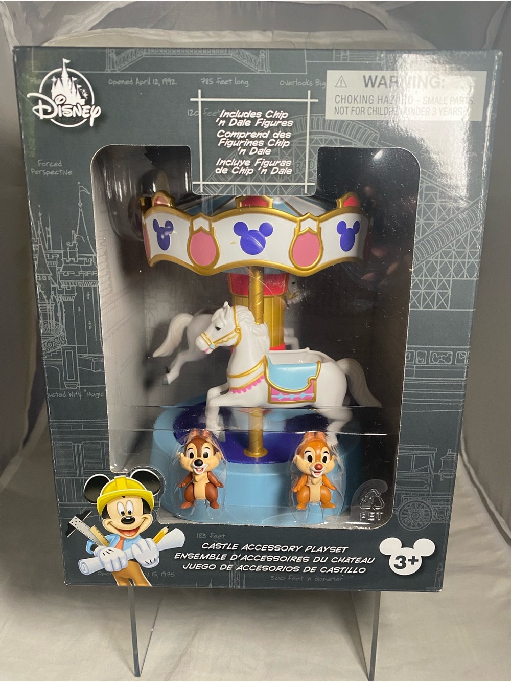 Disney Parks Castle Carousel Accessory Playset Chip & Dale Figures NEW